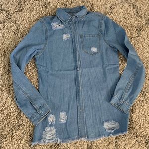 Denim Distressed Jacket/Shirt
